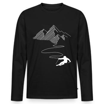 Montagne - Ligne sinueuse - Ski - (2) - T-shirt manches longues Premium bio Homme - noir - Devant - Nico (187cm)