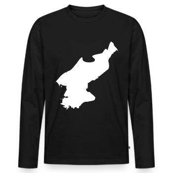 Drapeau de la carte de la Corée du Nord - T-shirt manches longues Premium bio Homme - noir - Devant - Nico (187cm)