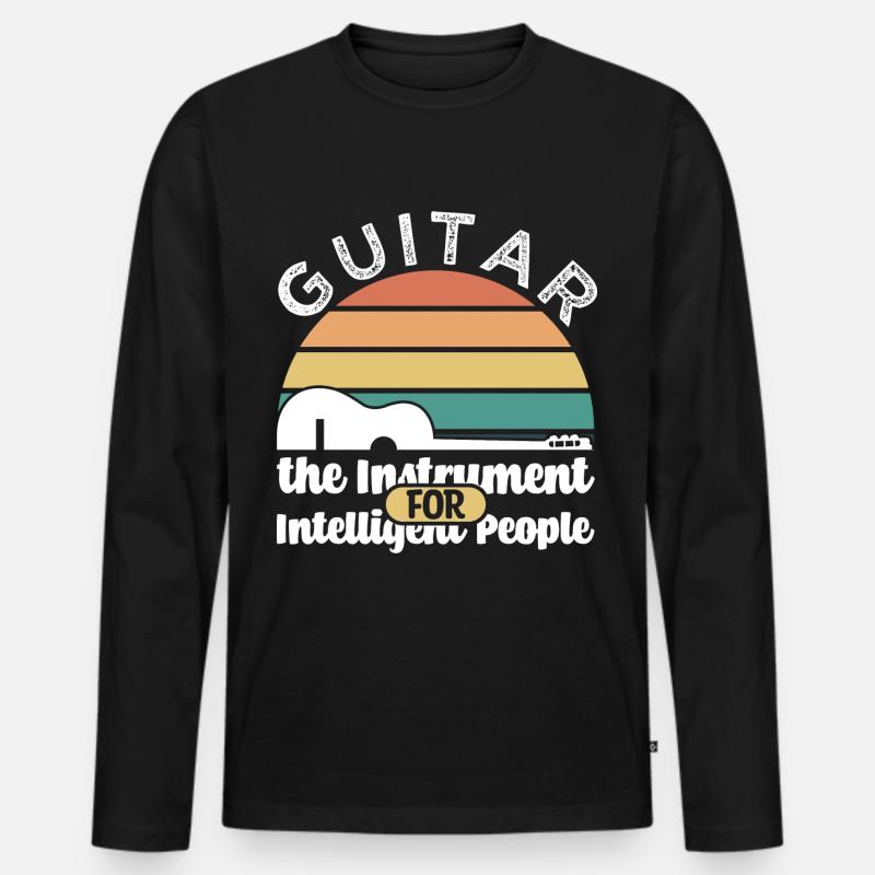 Gitarre retro Spruch - Männer Premium Bio Langarmshirt - Schwarz