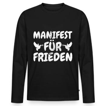Manifest für Frieden Geschenk - Männer Premium Bio Langarmshirt - Schwarz - Vorne - Nico (187cm)