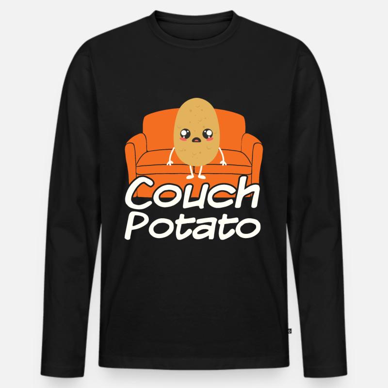 Couch Potato - Männer Premium Bio Langarmshirt - Schwarz