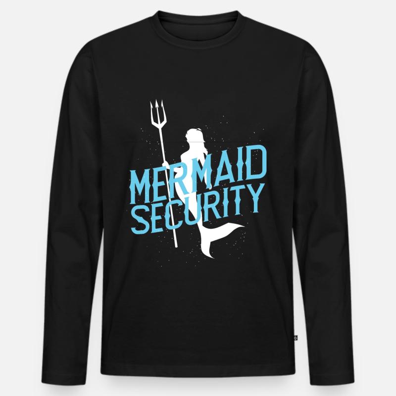 Funny Mermaid Security - Männer Premium Bio Langarmshirt - Schwarz