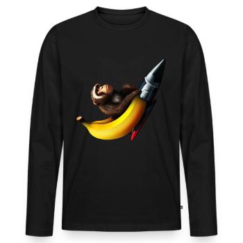 Rocket Banana Monkey Astronaut - Men's Premium Organic Long Sleeve Shirt - black - Front - Nico (187cm)