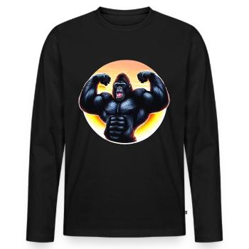 Muscular sunset gorilla - Men's Premium Organic Long Sleeve Shirt - black - Front - Nico (187cm)