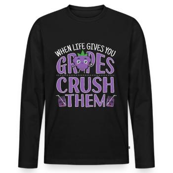 When Life Gives You Grapes Crush Them - Männer Premium Bio Langarmshirt - Schwarz - Vorne - Nico (187cm)