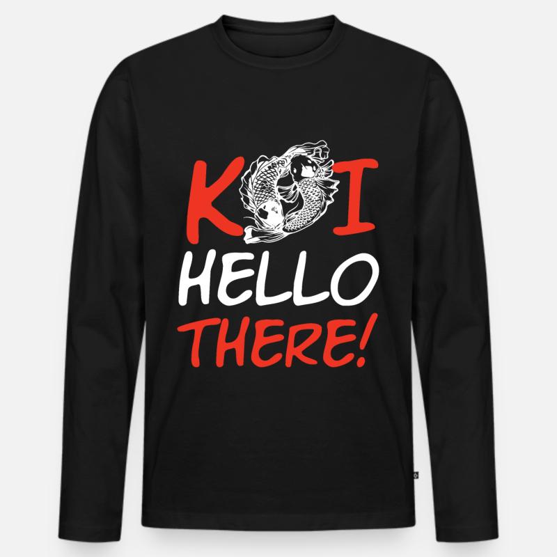 Koi Hello There - Männer Premium Bio Langarmshirt - Schwarz