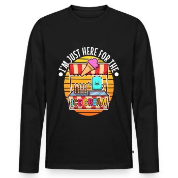 Im just here for the ice cream - Männer Premium Bio Langarmshirt - Schwarz - Vorne - Nico (187cm)