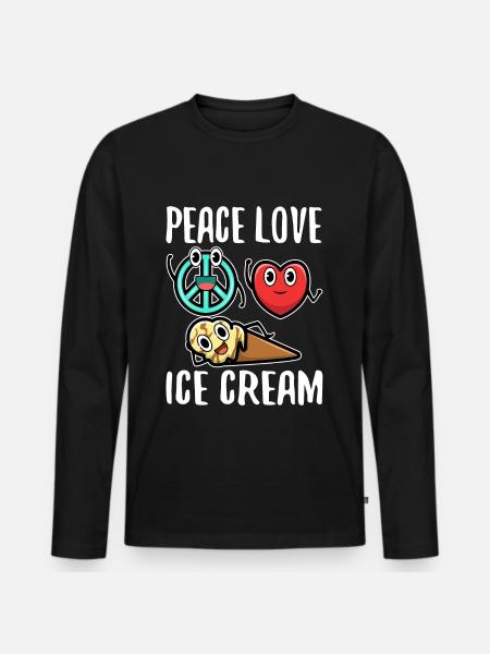 Peace Love Ice Cream - Men's Premium Organic Long Sleeve Shirt - black