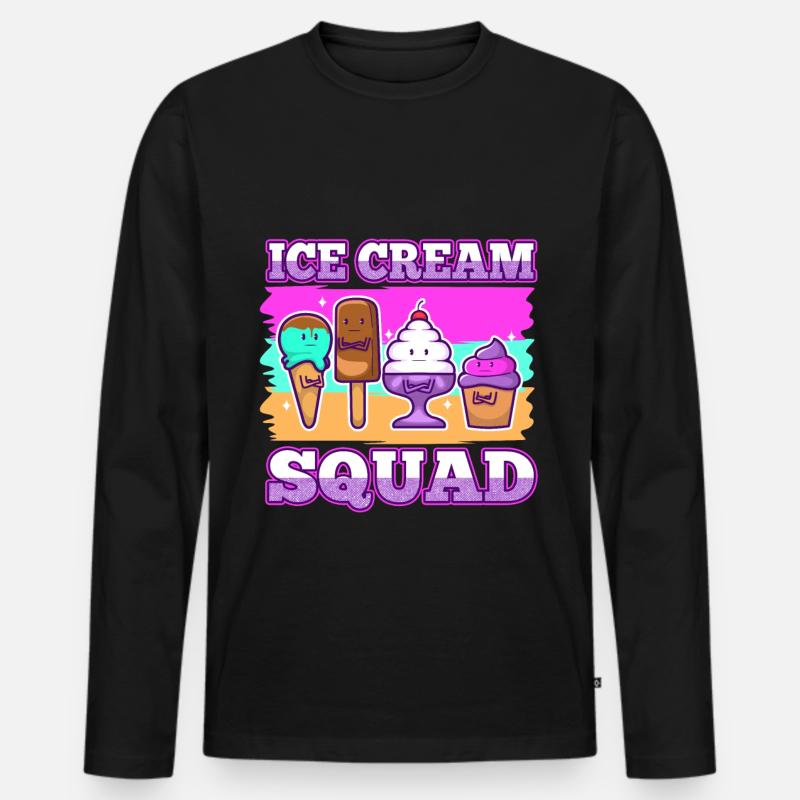 Ice cream squad - Männer Premium Bio Langarmshirt - Schwarz