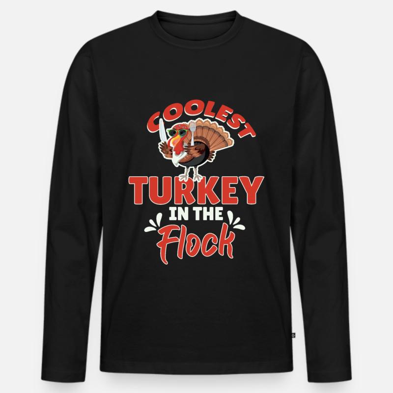 Coolest Turkey In The Flock - Männer Premium Bio Langarmshirt - Schwarz