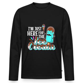 Im just here for the ice cream - Männer Premium Bio Langarmshirt - Schwarz - Vorne - Nico (187cm)