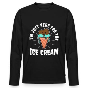 Im just here for the ice cream - Männer Premium Bio Langarmshirt - Schwarz - Vorne - Nico (187cm)