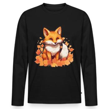 Fuchs - Männer Premium Bio Langarmshirt - Schwarz - Vorne - Nico (187cm)