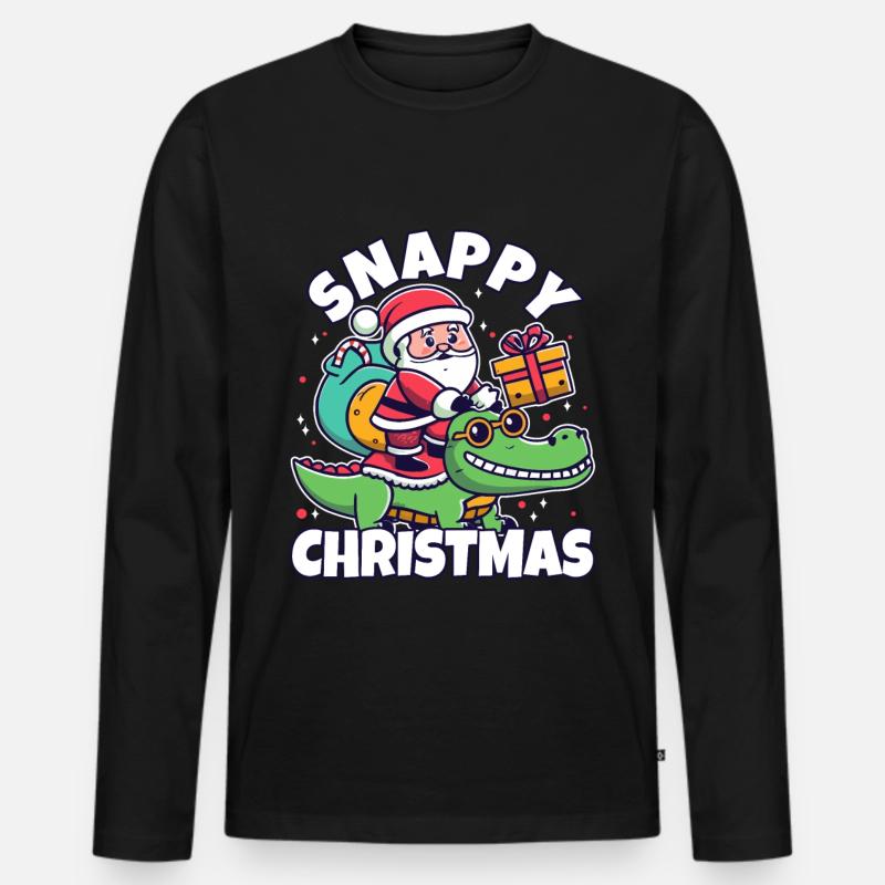 Snappy christmas - Männer Premium Bio Langarmshirt - Schwarz