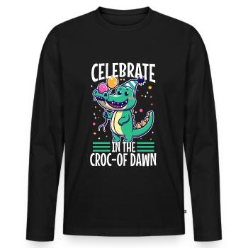 Faites la fête jusqu’à l’aube - T-shirt manches longues Premium bio Homme - noir - Devant - Nico (187cm)