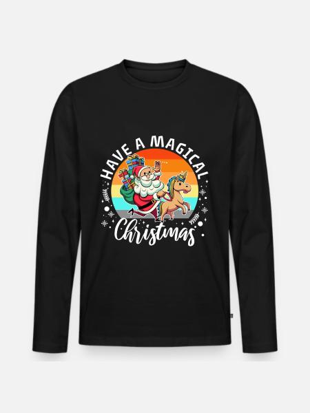 Have a magical christmas - Männer Premium Bio Langarmshirt - Schwarz