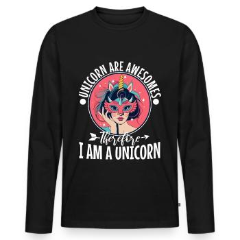 Les licornes sont géniales, donc je suis une licorne - T-shirt manches longues Premium bio Homme - noir - Devant - Nico (187cm)