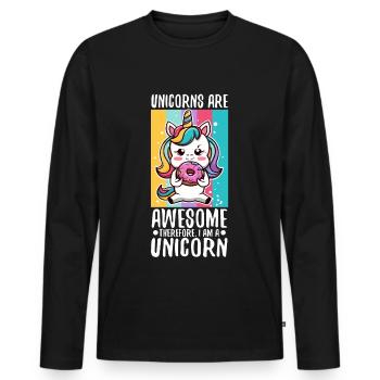 100 jours magiques d'école - T-shirt manches longues Premium bio Homme - noir - Devant - Nico (187cm)