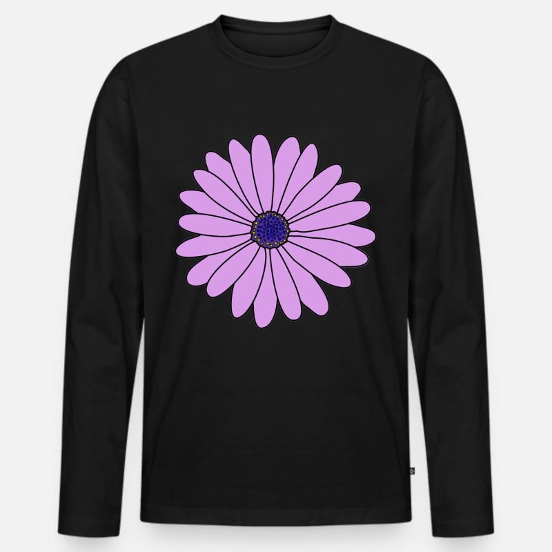 Blume lila Margerite - Männer Premium Bio Langarmshirt - Schwarz