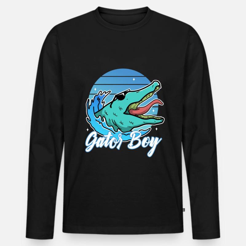 Gator Boy - Männer Premium Bio Langarmshirt - Schwarz