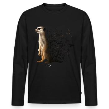 Suricate - T-shirt manches longues Premium bio Homme - noir - Devant - Nico (187cm)