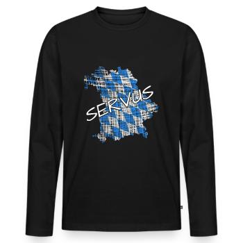 Servus Bayern Bayern, bayrisches original, Urbayer - Männer Premium Bio Langarmshirt - Schwarz - Vorne - Nico (187cm)