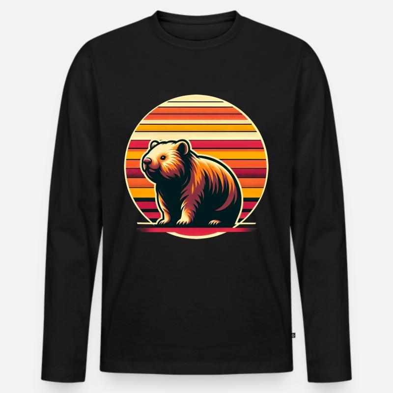 Wombat - Männer Premium Bio Langarmshirt - Schwarz