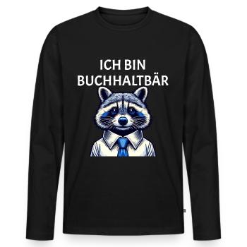 Je suis comptable comptable raton laveur - T-shirt manches longues Premium bio Homme - noir - Devant - Nico (187cm)