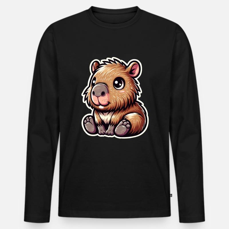 Capybara - Männer Premium Bio Langarmshirt - Schwarz