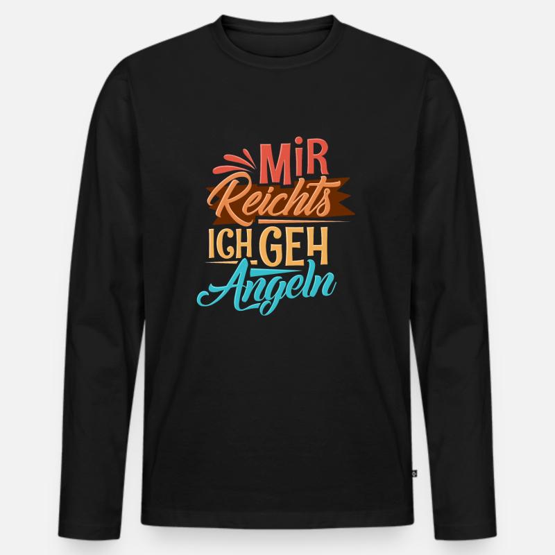 Angeln Angler - Männer Premium Bio Langarmshirt - Schwarz