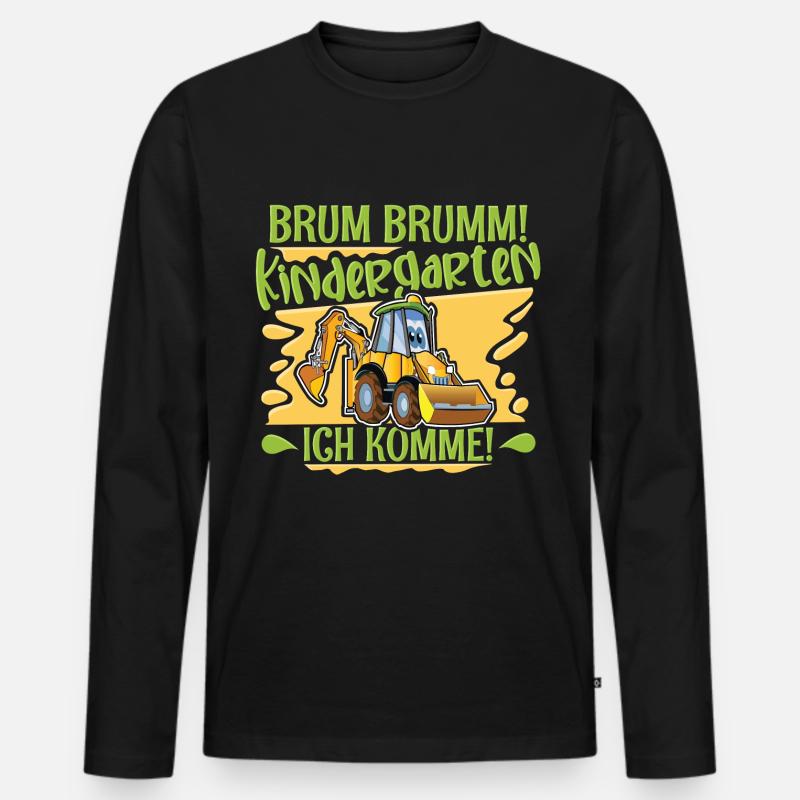 Kindergarten Bagger - Männer Premium Bio Langarmshirt - Schwarz
