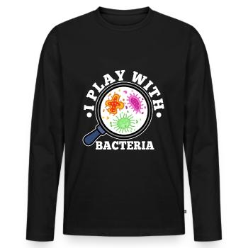 Je joue avec les bactéries - T-shirt manches longues Premium bio Homme - noir - Devant - Nico (187cm)