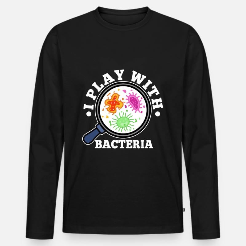 I play with bacteria - Männer Premium Bio Langarmshirt - Schwarz