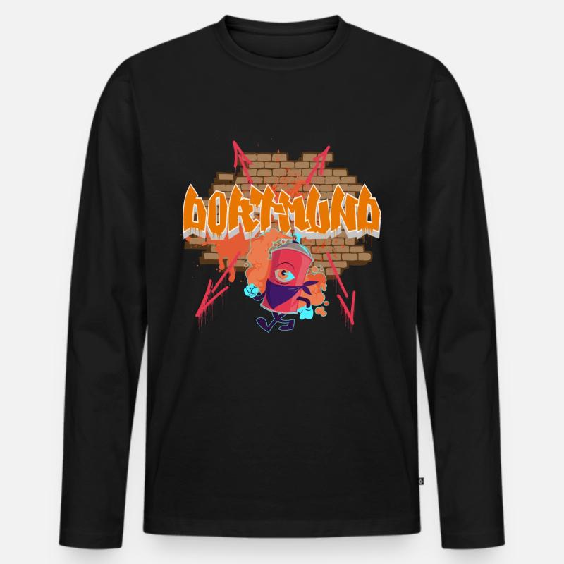 Dortmund Graffiti - Männer Premium Bio Langarmshirt - Schwarz