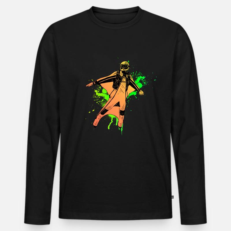 Wingsuit - Männer Premium Bio Langarmshirt - Schwarz