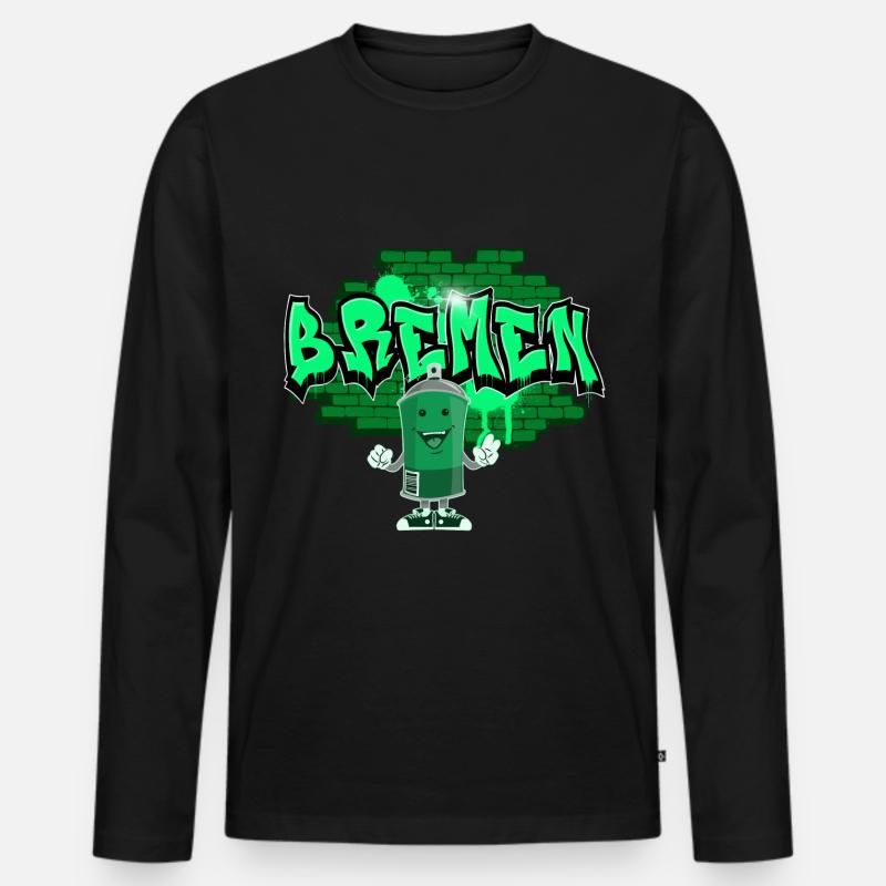 Bremen Graffiti - Männer Premium Bio Langarmshirt - Schwarz