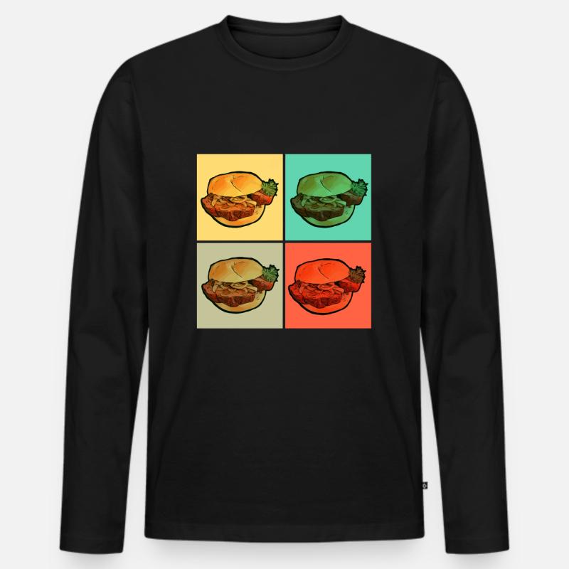 Leberkas Fleischkäse Brötchen - Männer Premium Bio Langarmshirt - Schwarz