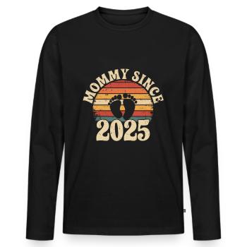 Maman depuis 2025 - T-shirt manches longues Premium bio Homme - noir - Devant - Nico (187cm)