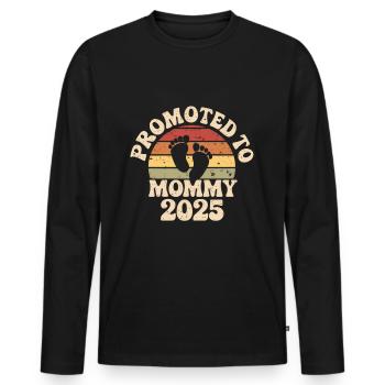Promu à maman 2025 - T-shirt manches longues Premium bio Homme - noir - Devant - Nico (187cm)