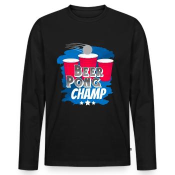 Beerpong Beer Pong - T-shirt manches longues Premium bio Homme - noir - Devant - Nico (187cm)