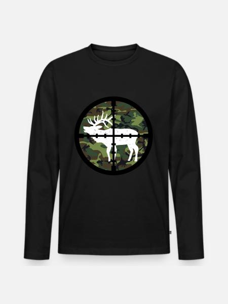 Hunter Hunting Moose - Men's Premium Organic Long Sleeve Shirt - black