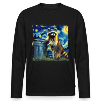 Waschbär Starry Night - Männer Premium Bio Langarmshirt - Schwarz - Vorne - Nico (187cm)