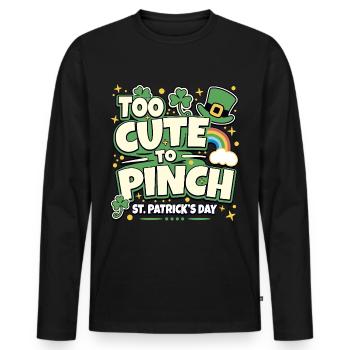 Too Cute to Pinch ST. PATRICK'S DAY - Men's Premium Organic Long Sleeve Shirt - black - Front - Nico (187cm)