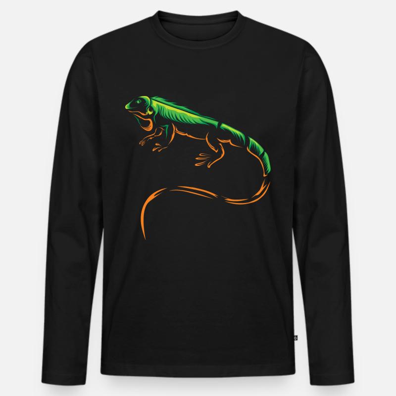 Leguan - Männer Premium Bio Langarmshirt - Schwarz