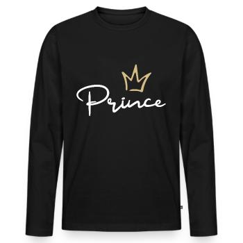 Prince Crown - Men's Premium Organic Long Sleeve Shirt - black - Front - Nico (187cm)