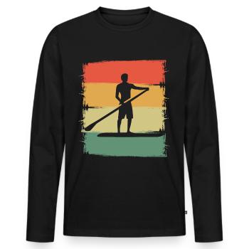 Stand Up Paddle Geschenk Stehpaddler SUP Board - Männer Premium Bio Langarmshirt - Schwarz - Vorne - Nico (187cm)