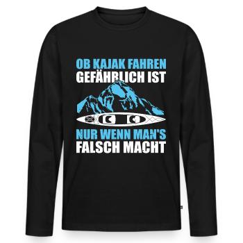 Kajak Geschenkidee Kanu Paddeln Kajakfahren - Männer Premium Bio Langarmshirt - Schwarz - Vorne - Nico (187cm)