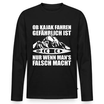 Kajak Geschenkidee Kanu Paddeln Kajakfahren - Männer Premium Bio Langarmshirt - Schwarz - Vorne - Nico (187cm)