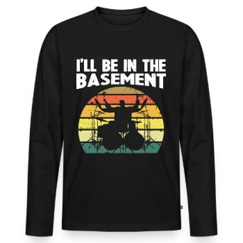 Funny Drummer Art For Men Women Drum Set Drumming - Men's Premium Organic Long Sleeve Shirt - black - Front - Nico (187cm)