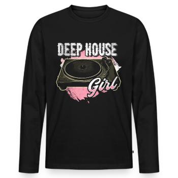 Deep House Musik Girl Disc Jockey - Männer Premium Bio Langarmshirt - Schwarz - Vorne - Nico (187cm)